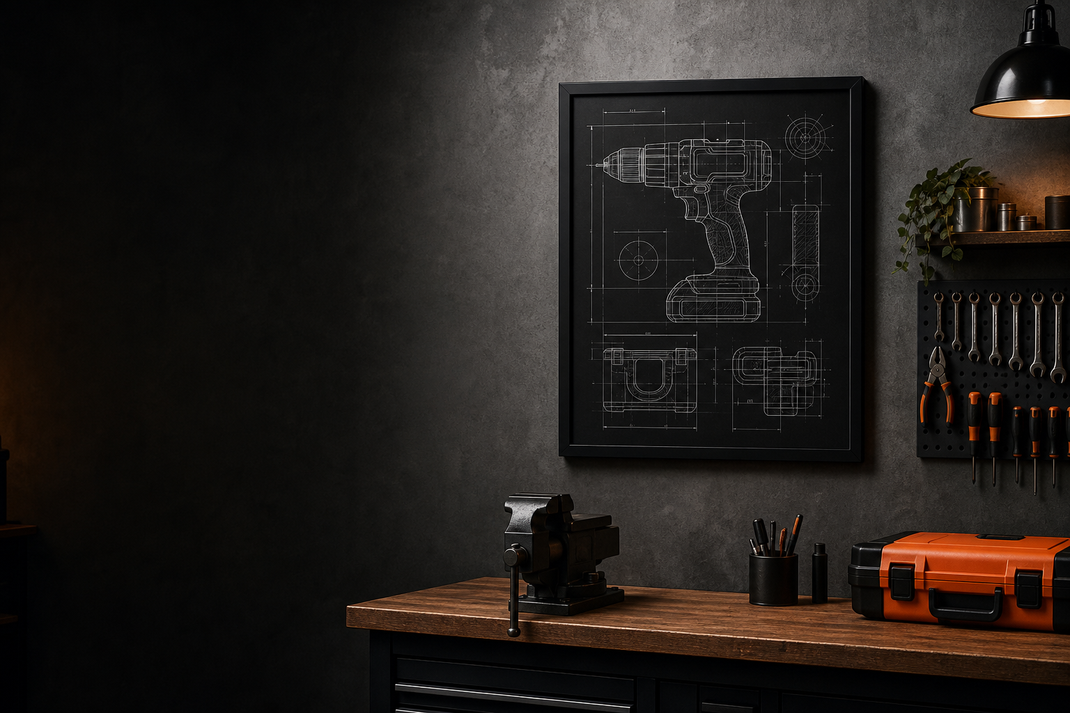 Handyman Central workshop wall art in a practical garage setting